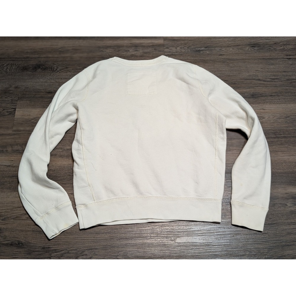 Hollister Surfers Del Mar Crewneck‎ Sweatshirt Cream Graphic Pullover Mens Large - Picture 3 of 5
